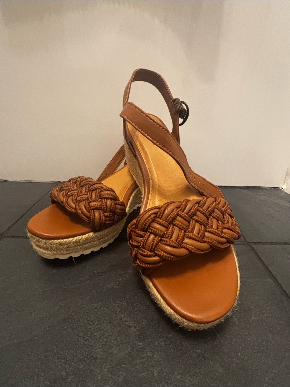 Time and Tru Braided Espadrille Slingback Sandals in Brown